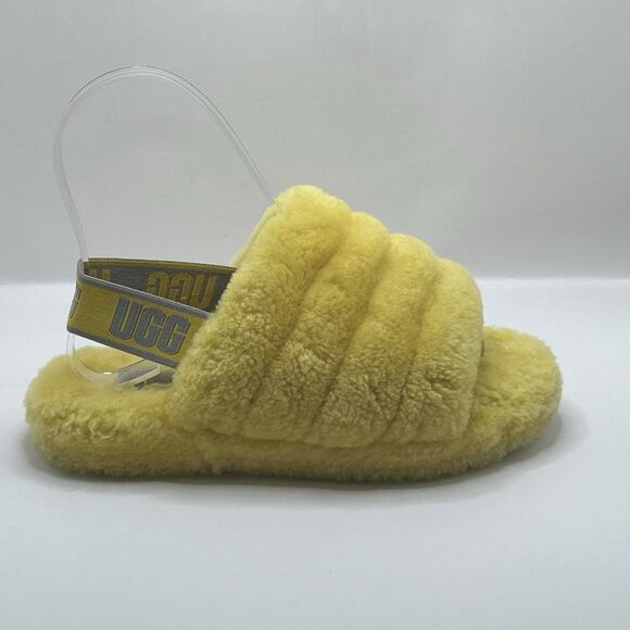 UGG Kids Fluff Yeah Slide Slippers Yellow Sheepskin Youth Size 13 1098494K - Picture 4 of 16